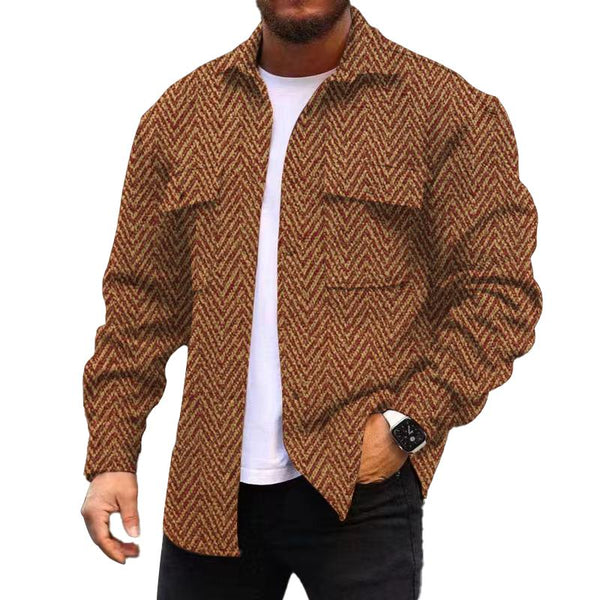 Men's Corduroy Print Long Sleeve Shirt Jacket 49666686L