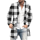 Men's Mid-Length Plaid Print Casual Coat 94095593L