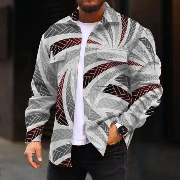 Men's Corduroy Print Long Sleeve Jacket 54659763L