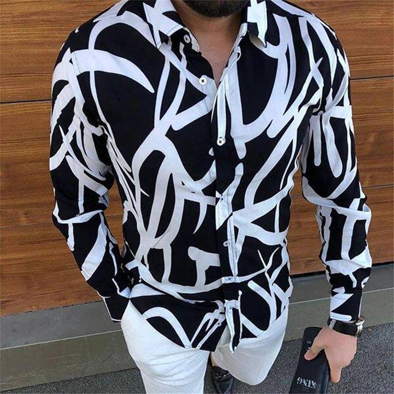 Men's Casual Printed Long Sleeve Shirt 46453088L