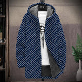 Men's Printed Hooded Two-Pocket Plush Thickened Long-Sleeved Cardigan Jacket 29220712L