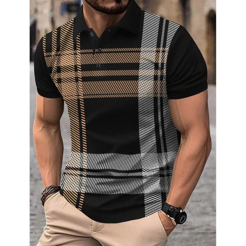Men's Striped Print Sports Polo Shirt 98444483L