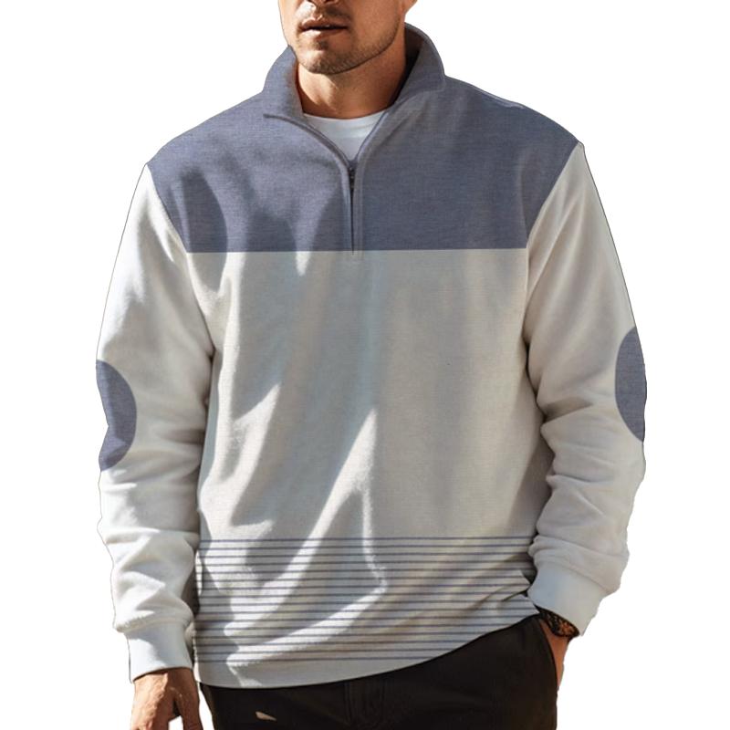 Men's Stand Collar Zipper Print Long Sleeve Sweatshirt 41361080L