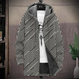Men's Printed Hooded Two-Pocket Plush Thickened Long-Sleeved Cardigan Jacket 05640471L