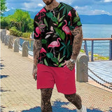 Men's Hawaii Printed Short Sleeve and Shorts Sets 77541420YY