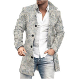 Men's Mid-Length Plaid Print Casual Coat 23918840L