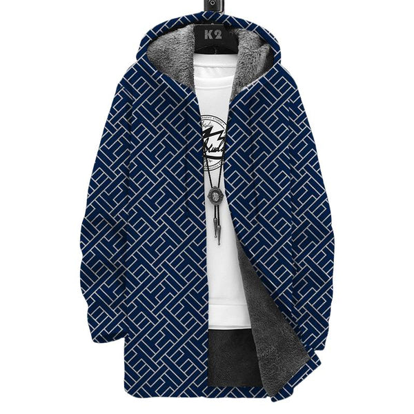 Men's Printed Hooded Two-Pocket Plush Thickened Long-Sleeved Cardigan Jacket 29220712L