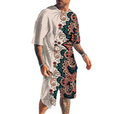 Men's Flower Casual Comfortable Round Neck Short-sleeved T-shirt Set 13876783L