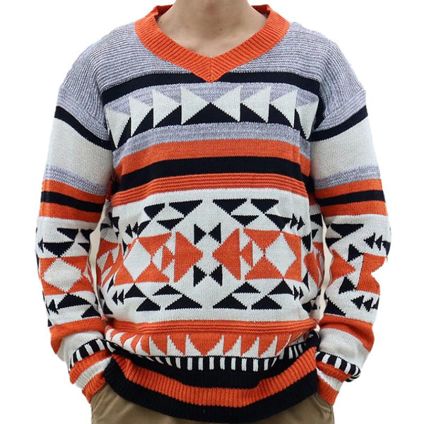 Men's Jacquard Long Sleeve Knit Sweater 75500484L