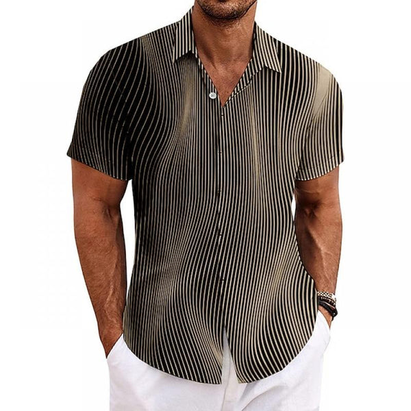 Men's Stripe Printed Short Sleeve Shirt 18005276L