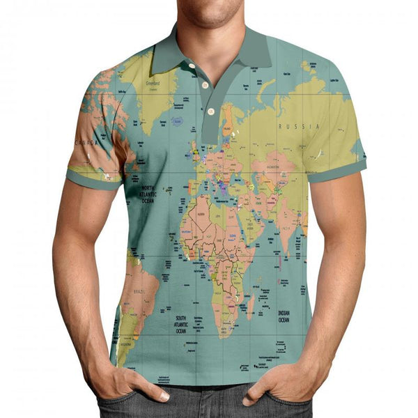 Men's Polo Shirt Printed Short Sleeve Lapel T-Shirt 68022937L
