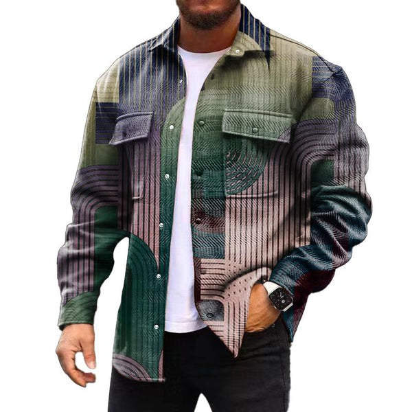 Men's Corduroy Print Long Sleeve Jacket 22120118L