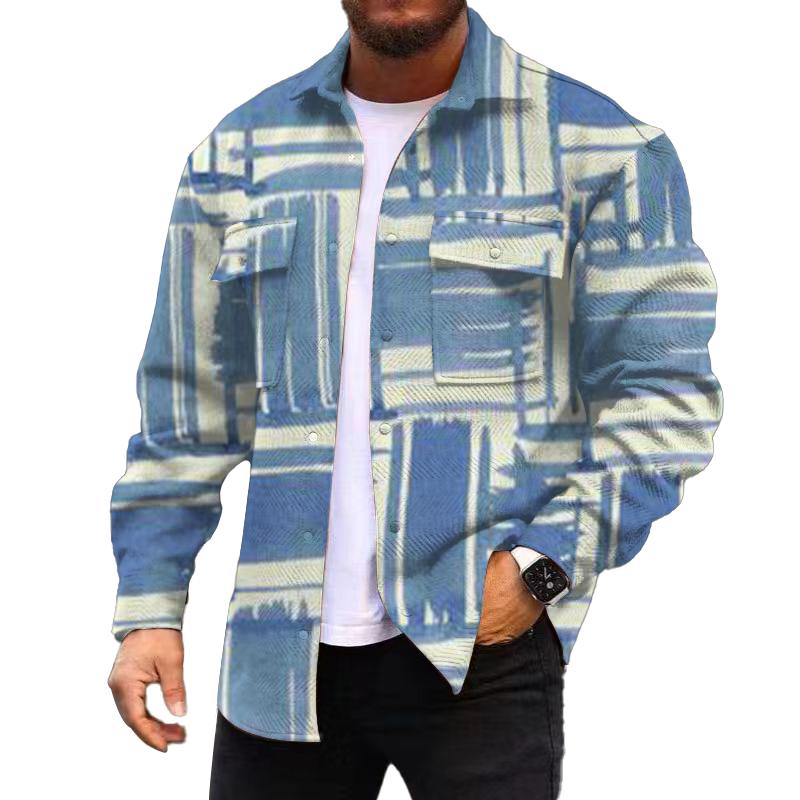 Men's Corduroy Print Long Sleeve Jacket 83632377L