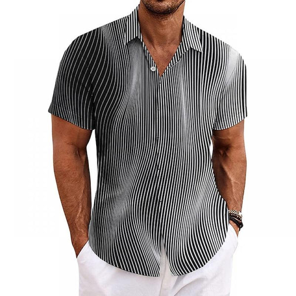 Men's Stripe Printed Short Sleeve Shirt 18005276L