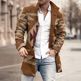 Men's Mid-Length Plaid Print Casual Coat 99619774L