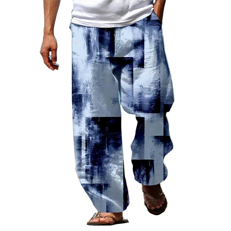 Men's Color Block Printed Casual Trousers 38670880L