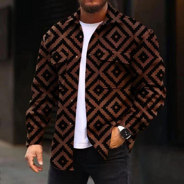 Men's Corduroy Print Long Sleeve Jacket 26179010L