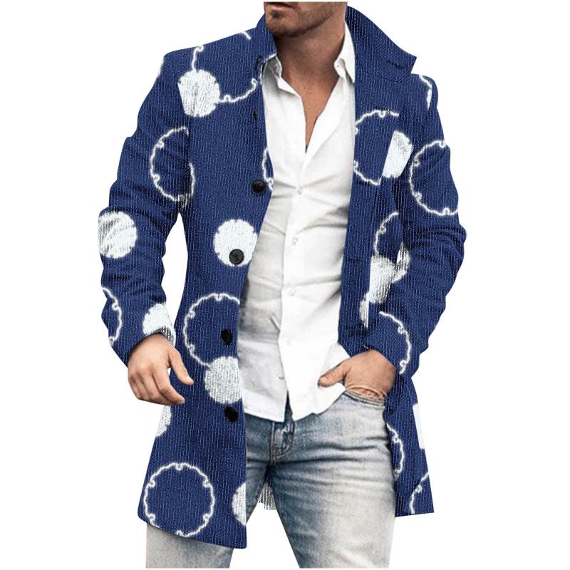 Men's Mid-Length Plaid Print Casual Coat 94095593L