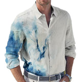 Men's Printed Lapel Long Sleeve Shirt 32614514L