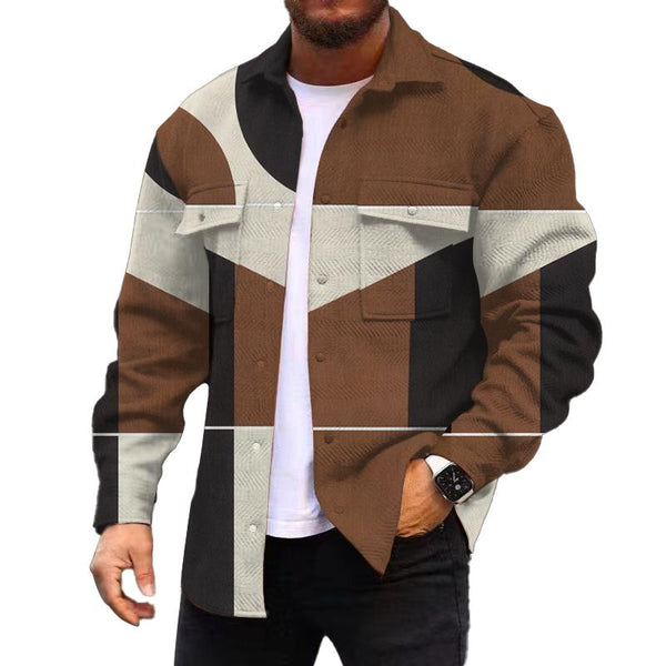 Men's Corduroy Print Long Sleeve Jacket 92738599L