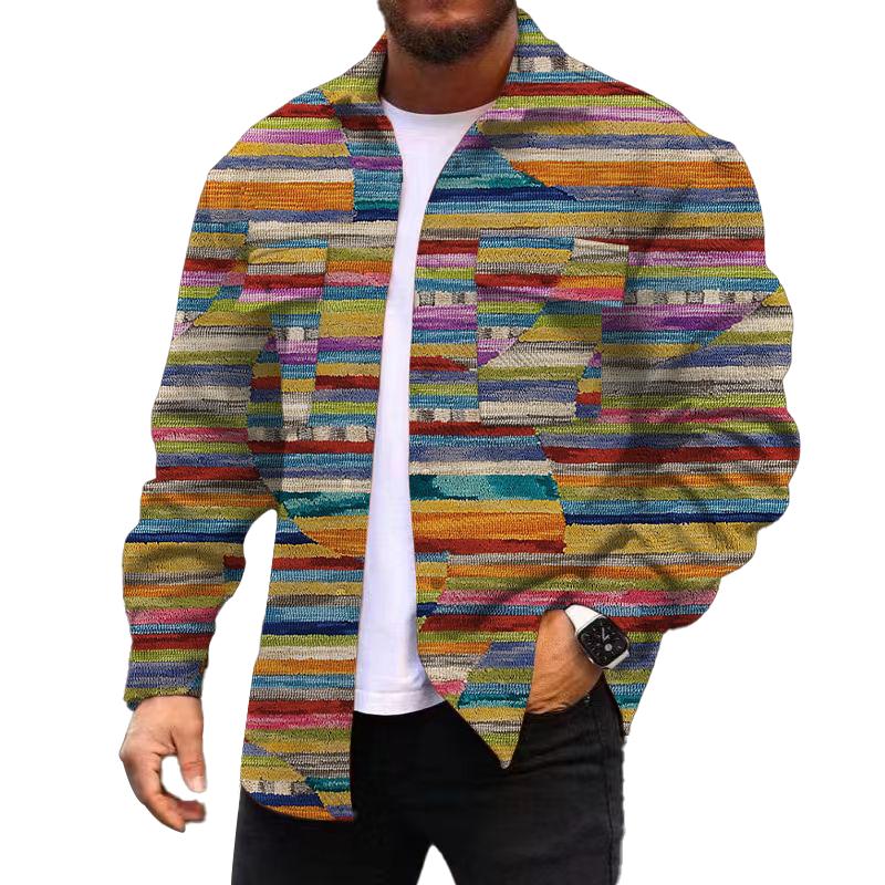 Men's Corduroy Print Long Sleeve Jacket 59586013L