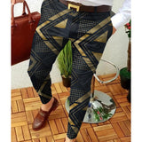 Men's Casual Printed Pants Mid Waist Micro Elastic Pants 03027015L
