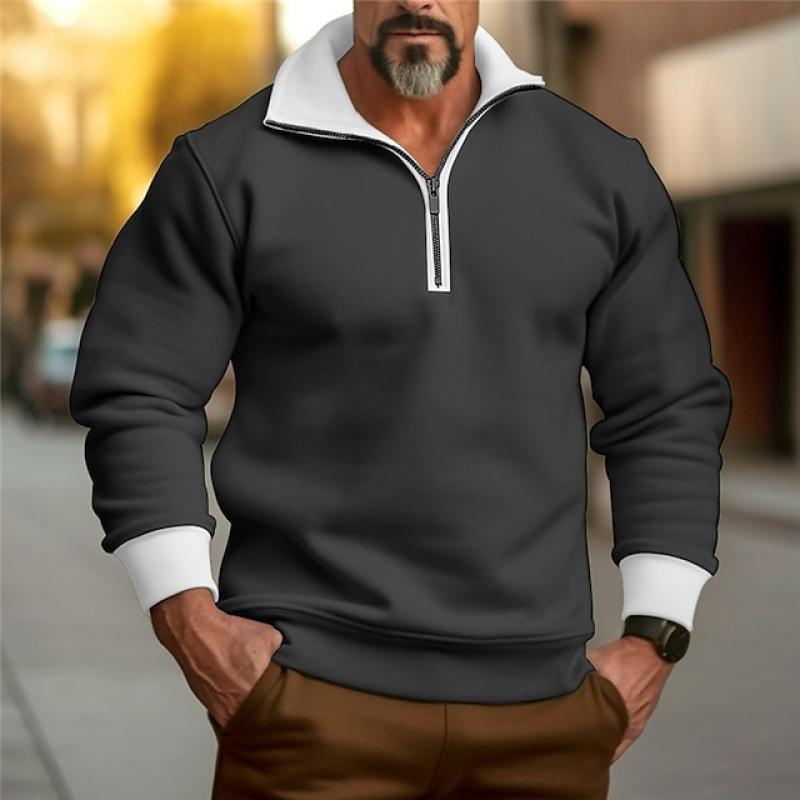 Men's Long Sleeve Color Block Polo Shirt 73077981L