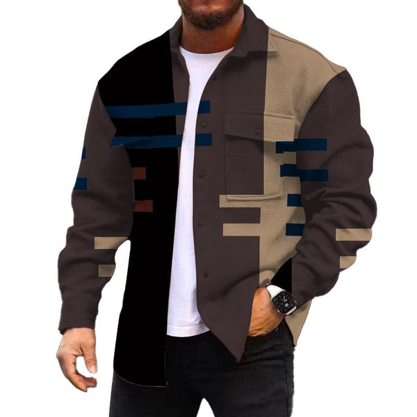 Men's Corduroy Print Long Sleeve Jacket 88462339L