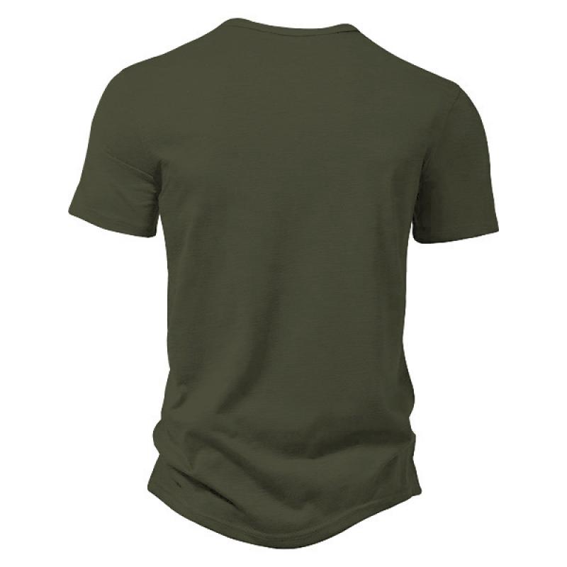 Men's Linen Henley Collar Summer Casual Short-sleeved T-shirt 97222428L