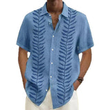 Men's Leaf Print Lapel Casual Shirt 07408006L