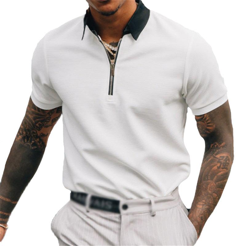 Men's Solid Color Zip Polo Shirt 08124306Z