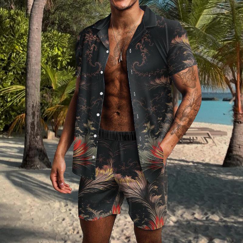 Men's Hawaiian Short Sleeve Shirt Short Set 31616637YM