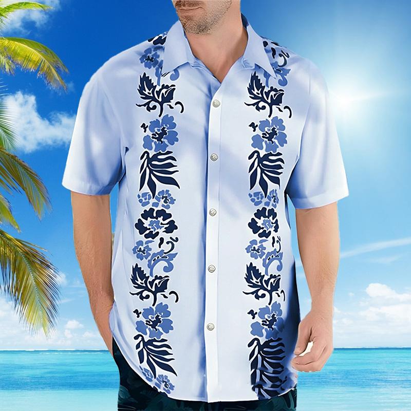Men's Casual Loose Printed Short Sleeve Shirt 55229746YM