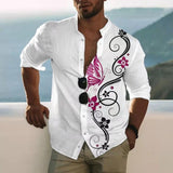 Men's Cotton Linen Printed Shirt 58411698L