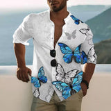 Men's Cotton Linen Printed Shirt 58411698L