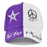 Farblich passende Baseballkappe für Herren mit Pentagramm-Graffiti-Kuppelkappe mit breiter Krempe 16384266G