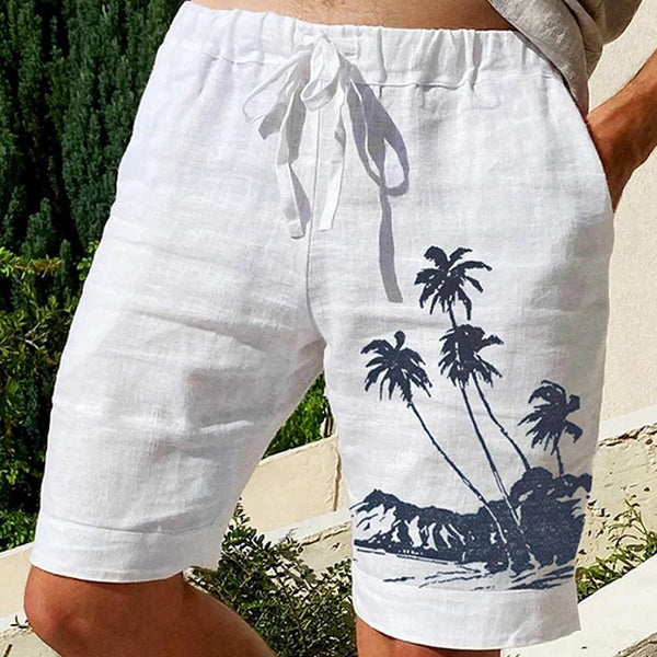Men's Beach Style Coconut Tree Print Loose Casual Drawstring Shorts 15767267YM