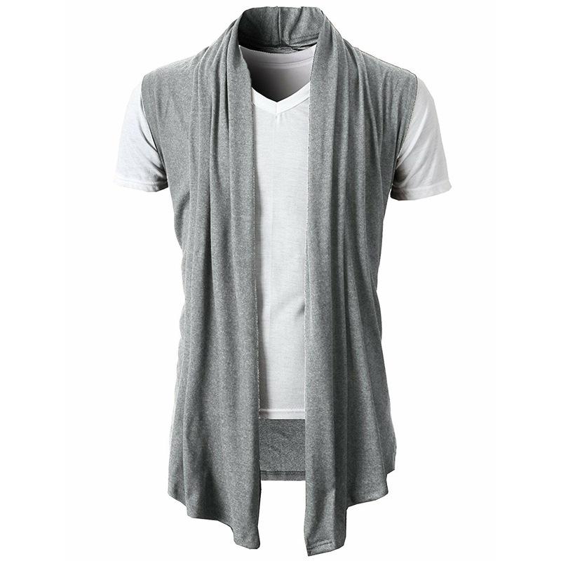 Men's Solid Color Sleeveless Knit Cardigan 28656829L