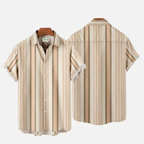 Men's Solid Color Striped Element Digital Printing Short-sleeved Shirt 96608061YM