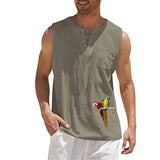 Men's Fashion Print Bird Cotton Linen Vest 34877073YM