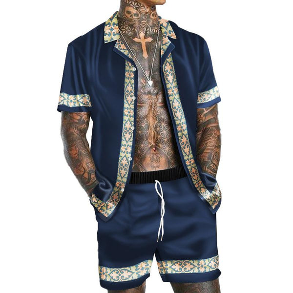 Men's Hawaiian Short Sleeve Shirt Short Set 16038582YM