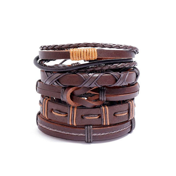 Retro Woven 5-Piece Leather Bracelet Set 61678855L
