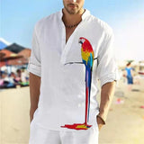 Men's Cotton Linen Printed Shirt 58411698L