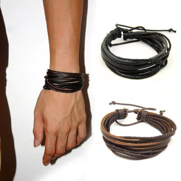 Men's Vintage Braided Leather Bracelet 65371634L