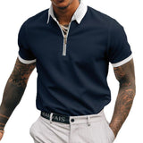 Men's Solid Color Zip Polo Shirt 08124306Z