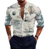 Men's Cotton Linen Printed Shirt 58411698L