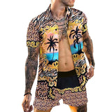 Men's Beach Loose Short Sleeve Shirt Casual Shorts Set 09514696YM