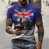 Men's Casual Motorcycle 3D Printing Loose Pullover Short-sleeved T-shirt 22437809YM