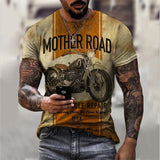 Men's Casual Motorcycle 3D Printing Loose Pullover Short-sleeved T-shirt 22437809YM