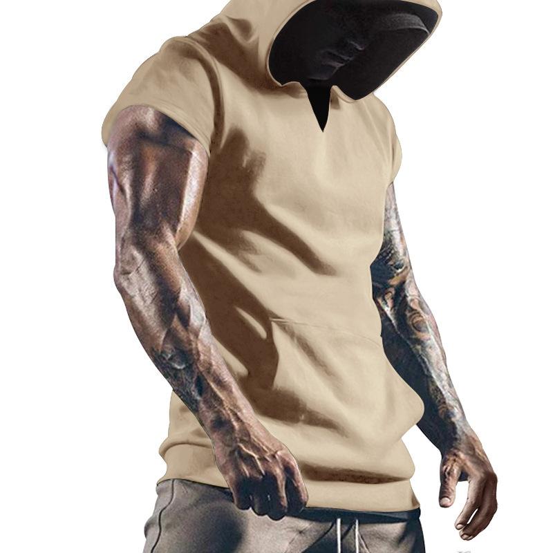Men's Loose Casual Hoodie Sports Short Sleeve T-Shirt 01323485YM